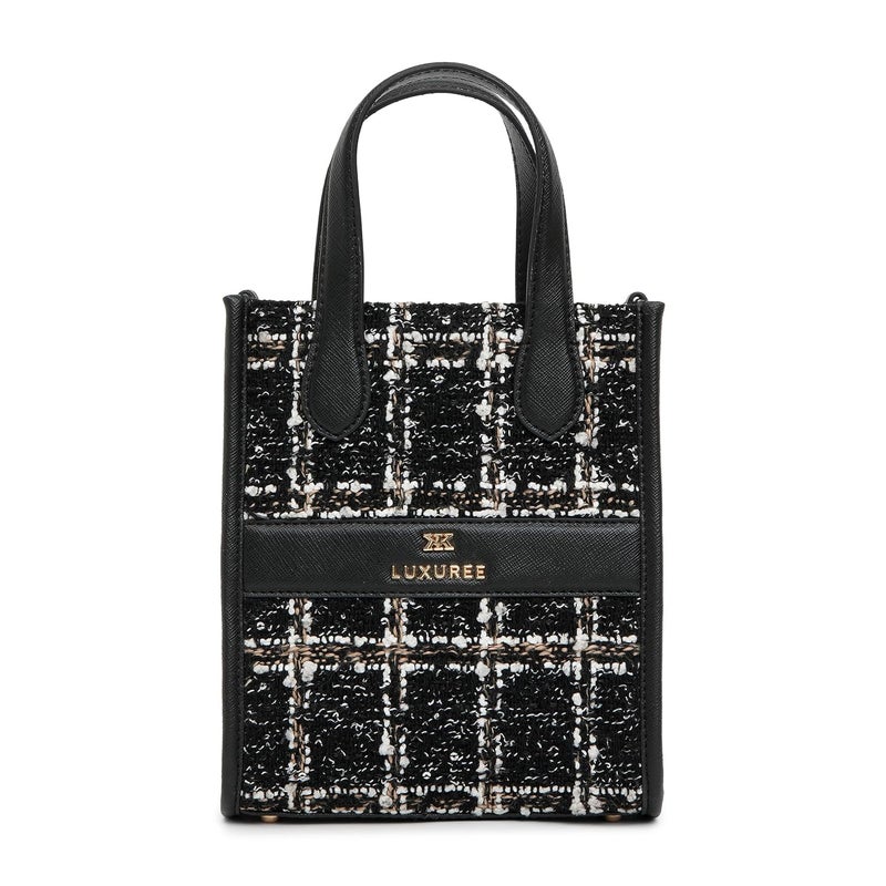 KLEIO Small Tweed Hand Bag with Zipper and Long Sling for Women - Image 5
